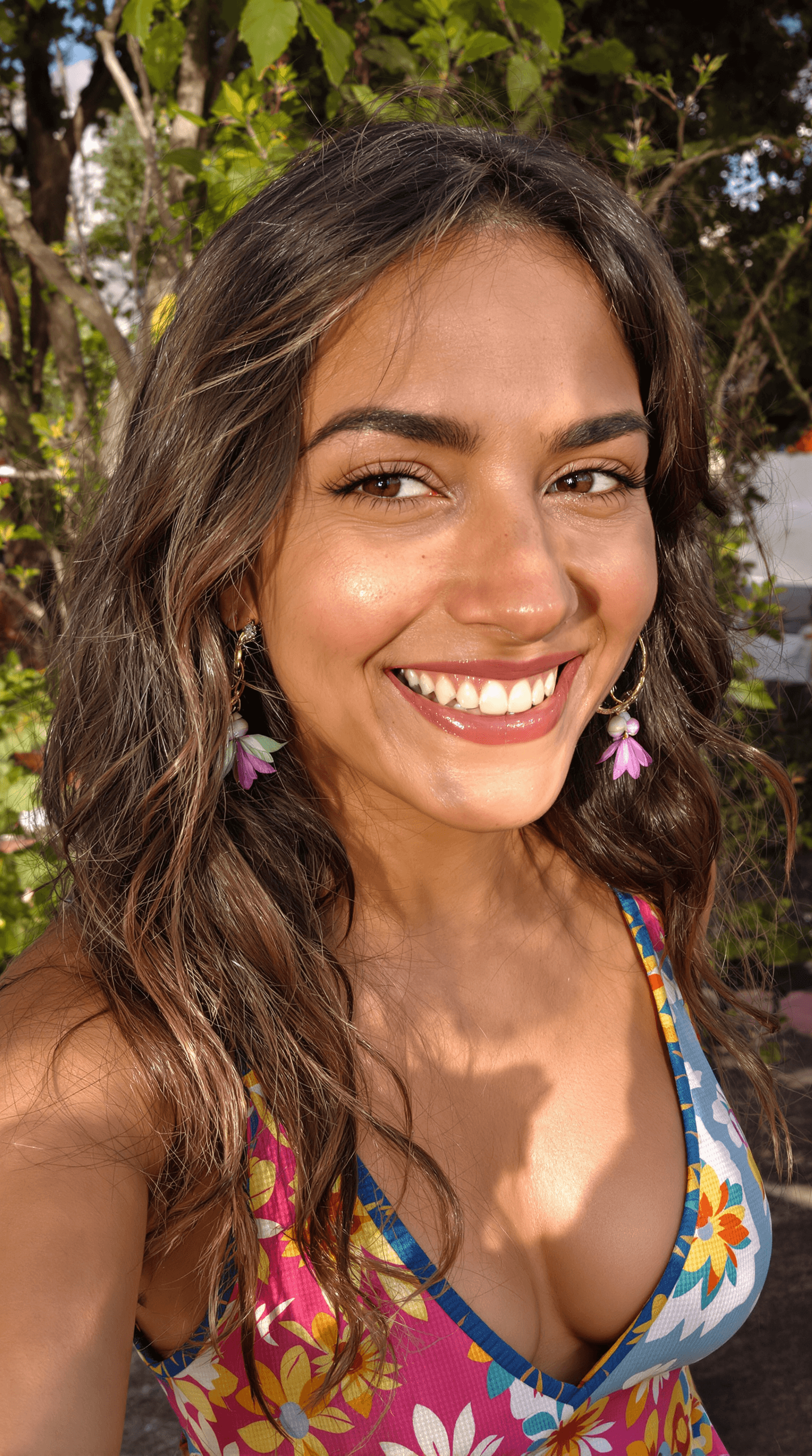AI generated: The most beautiful Brazilian woman in the world, being happy, content and carefree.  She is doing he...