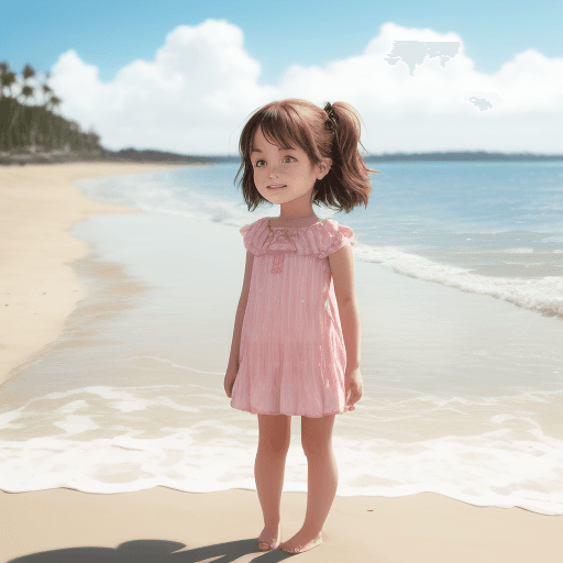 AI generated: little girl at the beach