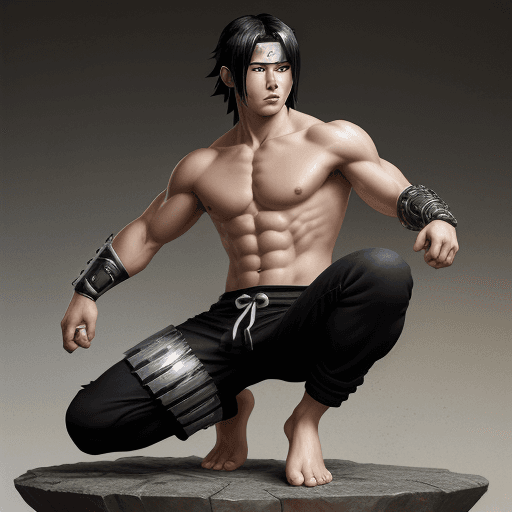 AI generated: Sasuke naruto, masculine male, muscular male, black hair, large pectorals, best quality, masterpiece...