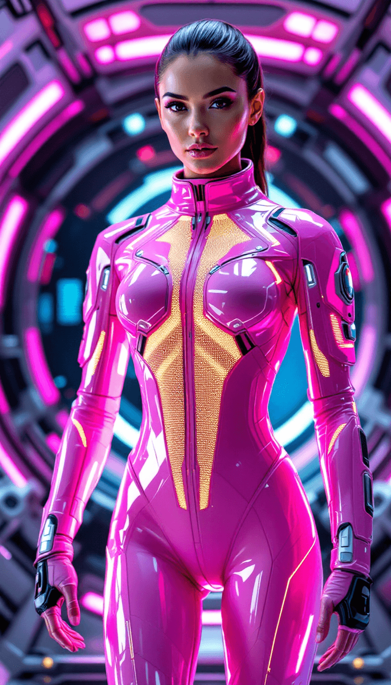 AI generated: A stunning futuristic depiction of a Mexican female astronaut aboard an advanced spacecraft, wearing...