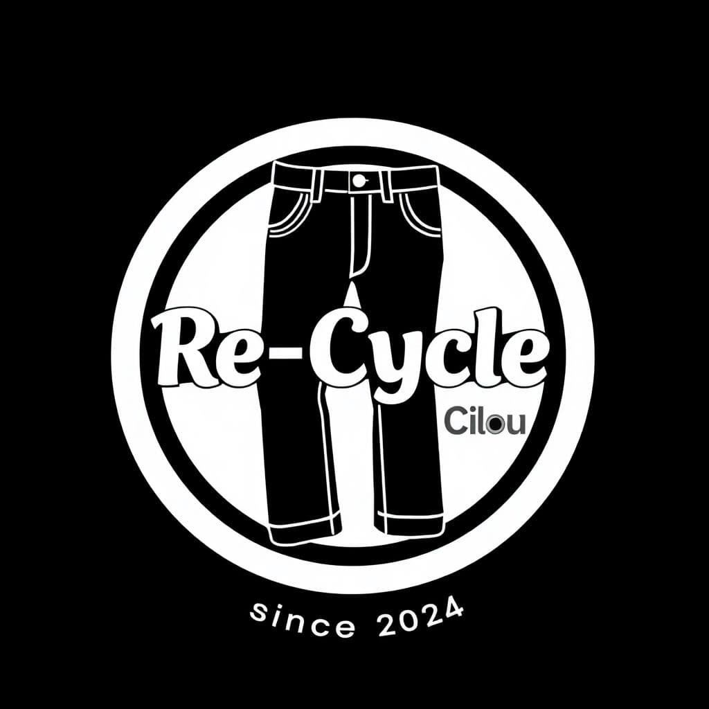 AI generated: an impressive Start-Up logo called "Re-Cycle Clo" . 
this circular logo with a silhouette of jeans i...
