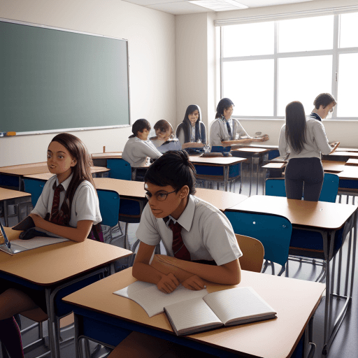 AI generated: students working togather in the classroom