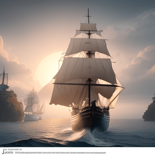 AI generated: Photo of a ultra realistic sailing ship, dramatic light, pale sunrise, cinematic lighting, battered,...