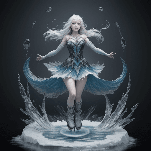 AI generated: A cheerful beautiful girl,  drkms,(full body:1.1), on Thin Ice,drkms, water-bender,charybdis, dark,a...