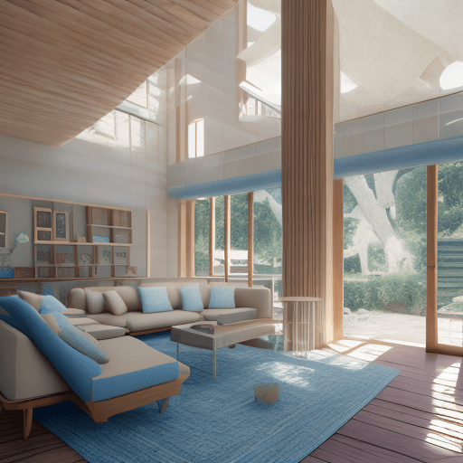 AI generated: High resolution photography interior design, dreamy sunken living room conversation pit, wooden floo...