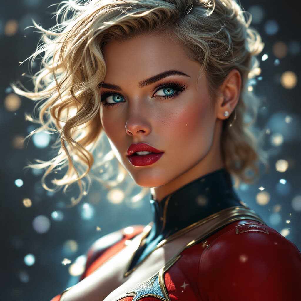 AI generated: a portrait of power girl from justice society of america, fantasy, sharp focus, intricate, elegant, ...