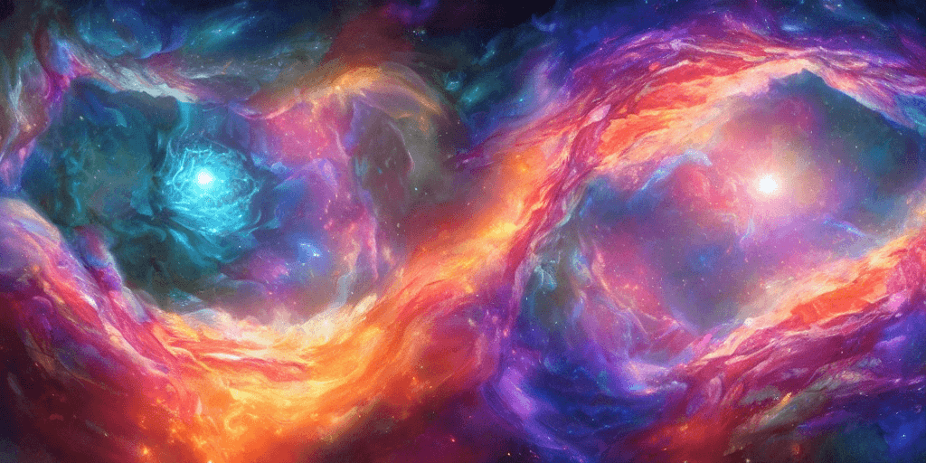 AI generated: raytraced render and digital painting a scene of complete madness, by  kinkade, cosmic entities, cel...