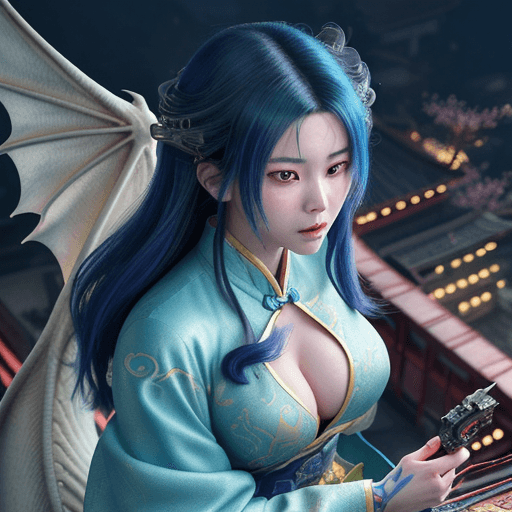 AI generated: Kyoto Animation stylized anime mixed with tradition Chinese artworks~ A dragon flying at modern cybe...