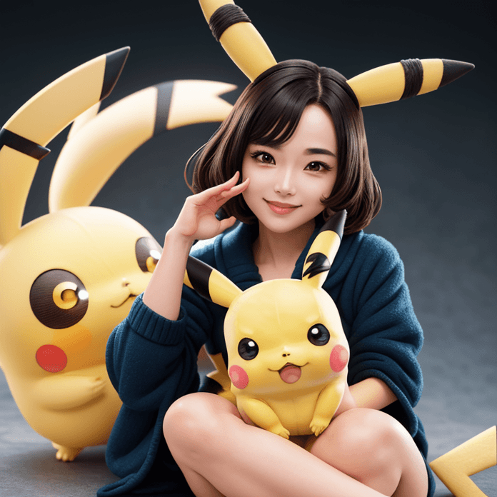 AI generated: Nendoroid style, mascot, art toys secret collectible figurine, ((cute Pikachu in fantastic beasts ch...