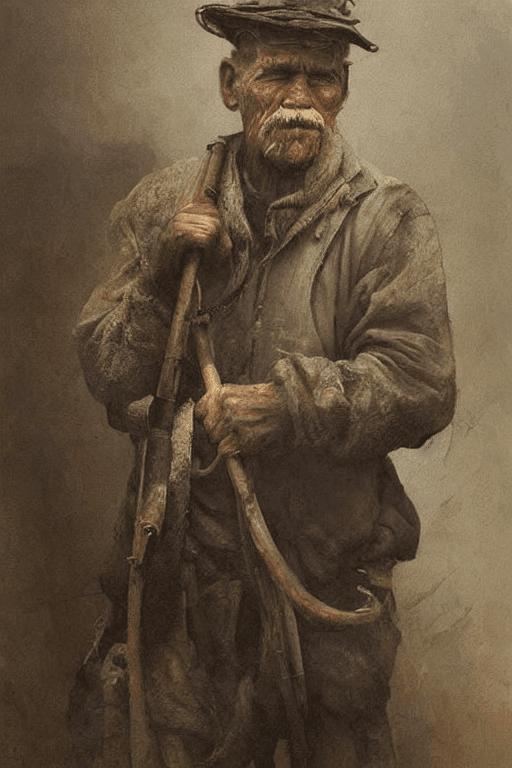 AI generated: a portrait of an old coal miner in 19th century, beautiful painting with highly detailed face by gre...