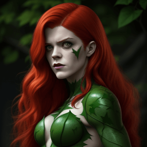 AI generated: Rose Leslie dressed as the villain Poison Ivy.