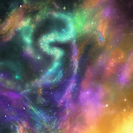 AI generated: galaxies, spirals, space, nebulae, stars, smoke, iridescent, intricate detail, in the shape of a rab...
