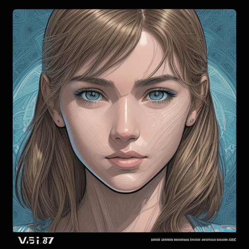 AI generated: the face of a young woman, in the style of detailed comic book art, layered lines, light bronze and ...