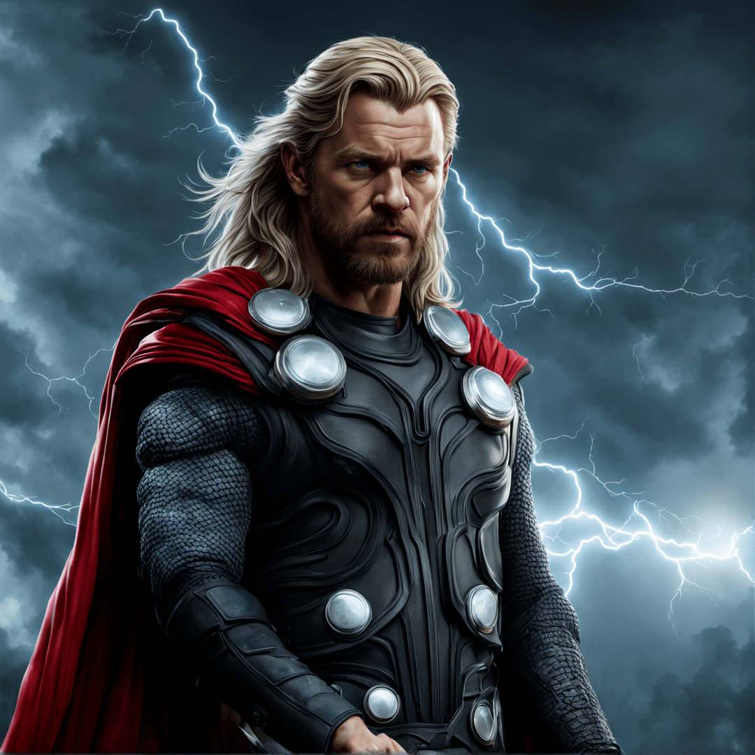 AI generated: ((masterpiece)),A portrait of thor,thunder lighing coming from his eyes,angry,hyper realistic,high d...