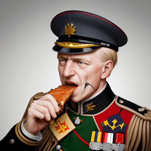 AI generated: for a school project, create an image of a german general celebrating the victory over england, in f...