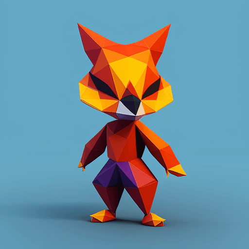 AI generated: low poly character from a popular video game, stylized and colorful.
