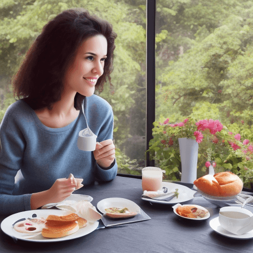 AI generated: a nice girl having having breakfast