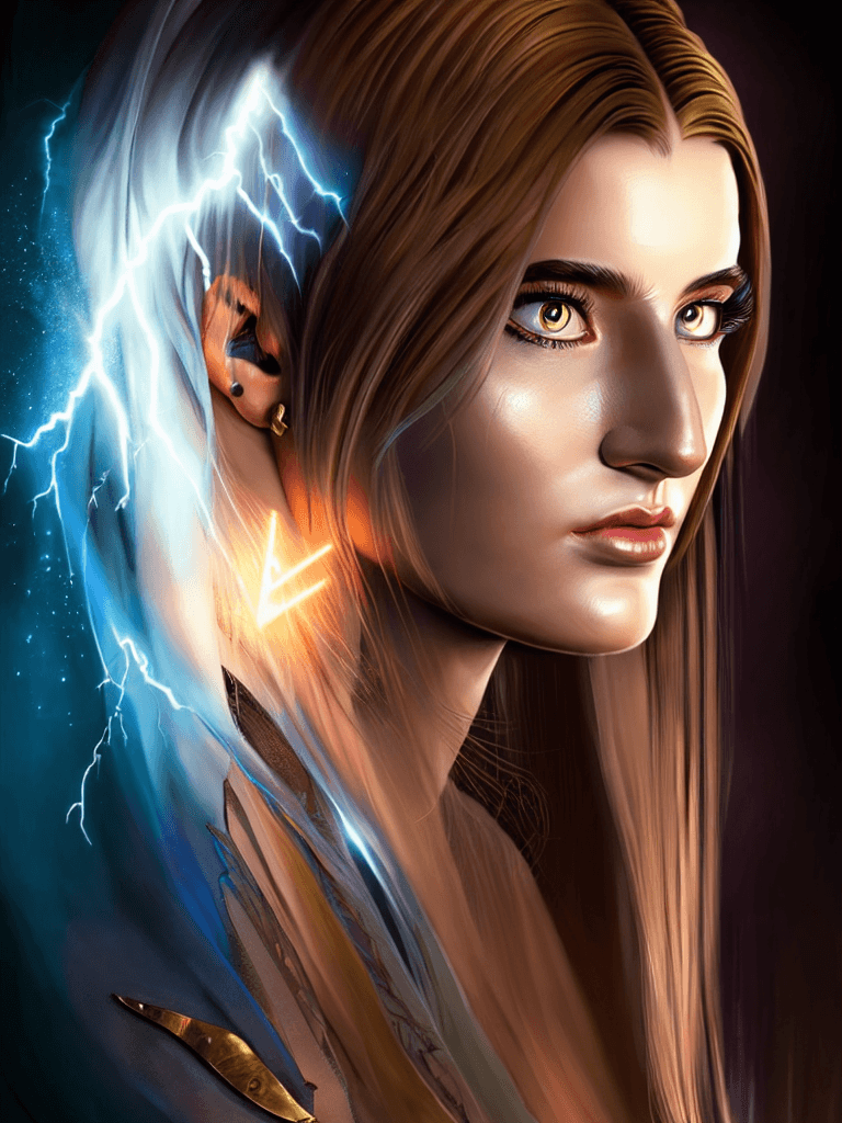AI generated: powerful mysterious sorceress, casting lightning magic, female, detailed clothing, digital painting,...