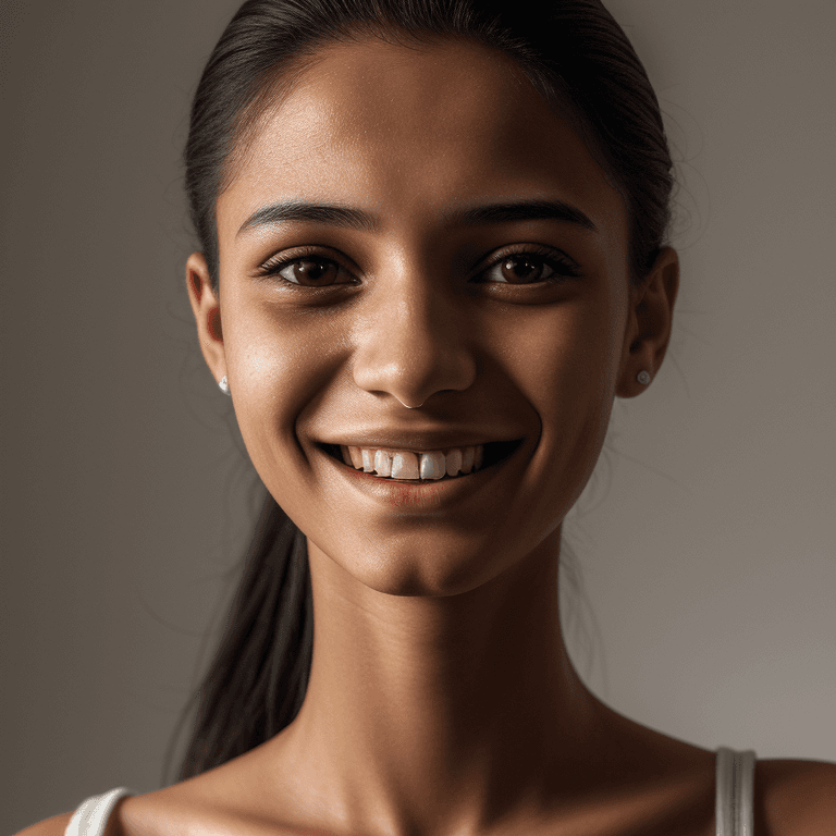 AI generated: hyper realistic headshot photo of a 20 year old brasilian (woman 1.5), slim, skinny, looking into th...