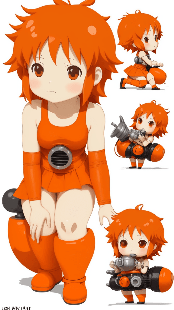 AI generated: Studio Ghibli 16k4d rfktrstyle"orange chibi In a pumping pose" <lora:Vut_out_XL_MU:0. 800000>