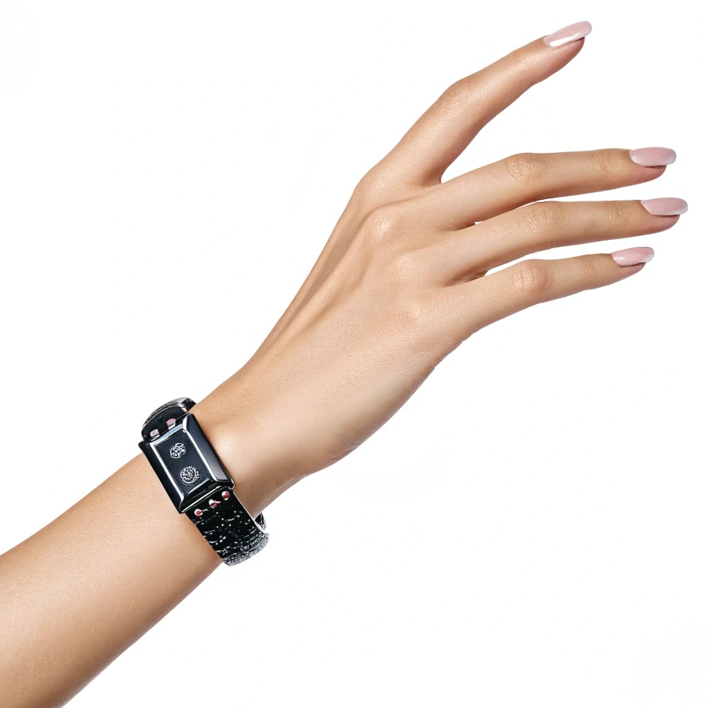 AI generated: Female Hand in profile view, elegant fingers extending outward with natural poise, wrist has a sleek...