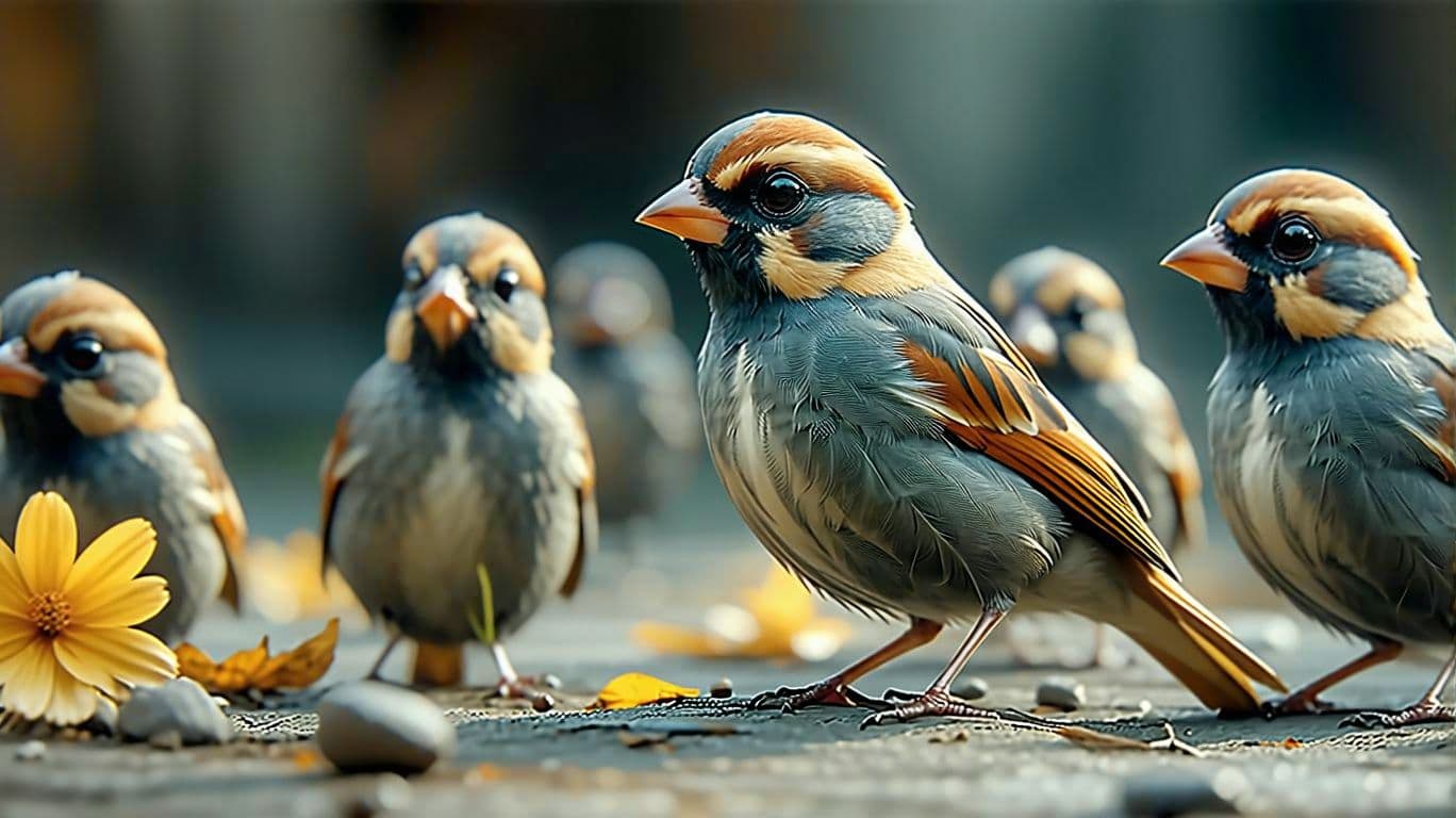 AI generated: The sparrow is playing clay (sparrow) , (sparrow) , (sparrows) , (no human) , (no female) , ((realis...