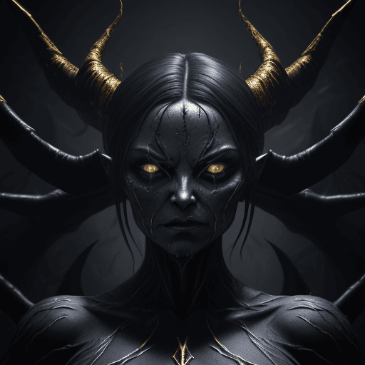 AI generated: A Photo of An amazing dark creature, incredibly solid appearance with a hellishly evil soul, in the ...