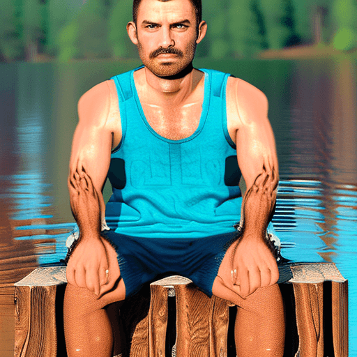 AI generated: Create a hyper-realistic image of a 35-year-old  with an athletic and well-defined physique, sitting...