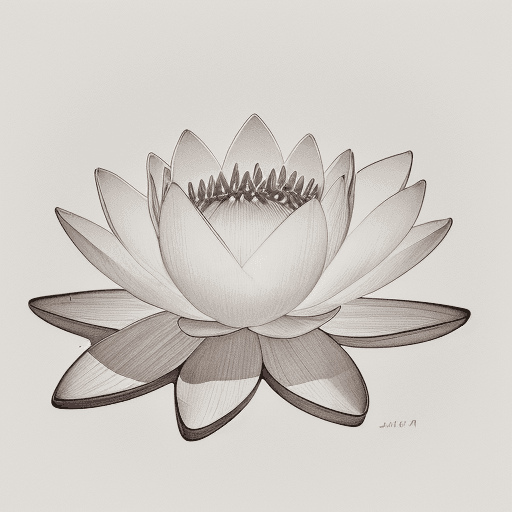 AI generated: A drawing of an water lily in the style of Frazetta and John braund, ink on paper, minimalistic, whi...