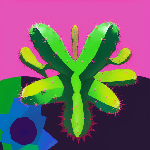 AI generated: a spontaneous, graceful, simple, semi-abstract psychedelic cactus