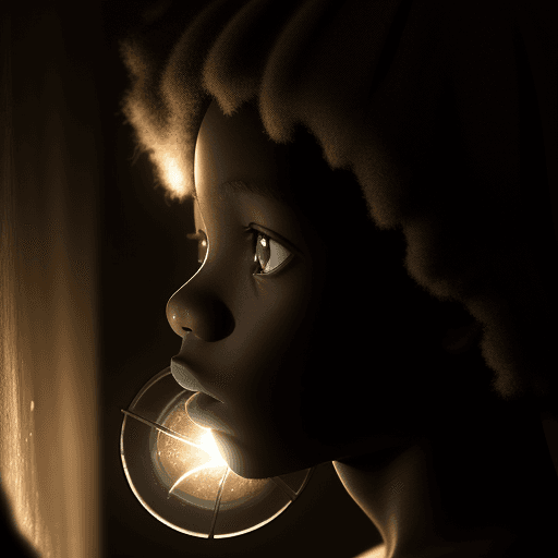 AI generated: Young african looking for light into darkness