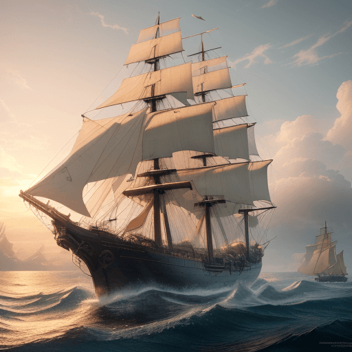 AI generated: Photo of a ultra realistic sailing ship, dramatic light, pale sunrise, cinematic lighting, battered,...