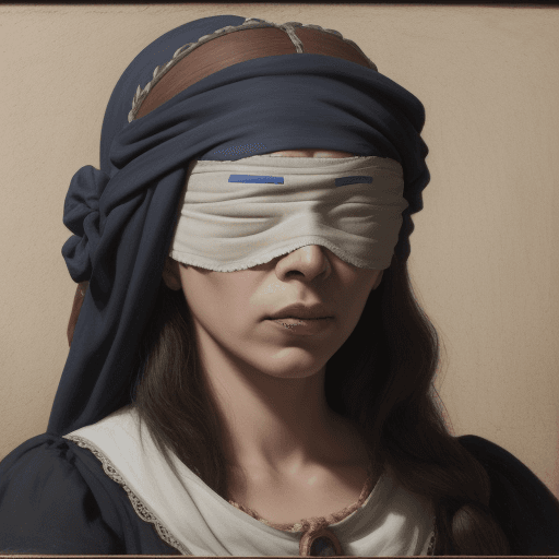 AI generated: ANA DE MENDOZA,Ana, blindfolded, 16th century,the street,loss of vision,STYLE: Hyperrealistic, photo...