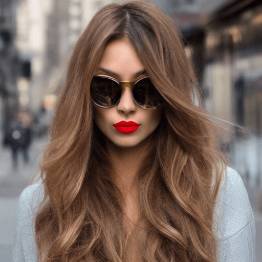 AI generated: An image of  a striking woman with a confident stance on a city street. She has long, flowing hair i...