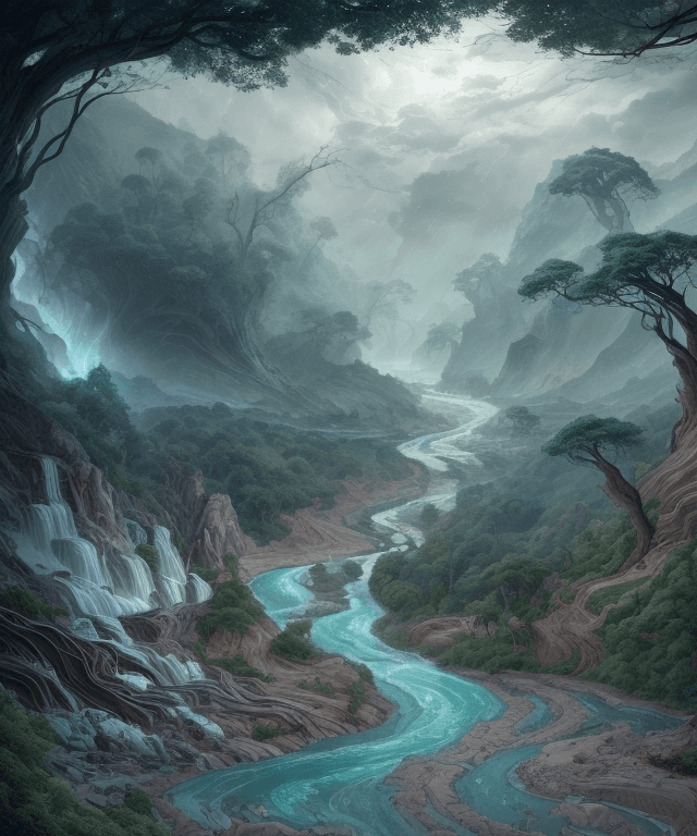 AI generated: storm,typhon,rock fill river,litter,rianing,rapid river water,Seawater backflow,
natural disaster , ...