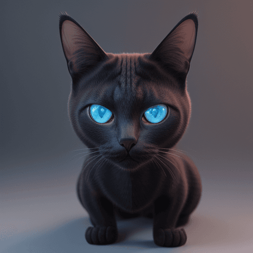AI generated: thai cat, highly detailed, made with blender --v 4, dark background, neon, blue eyes
