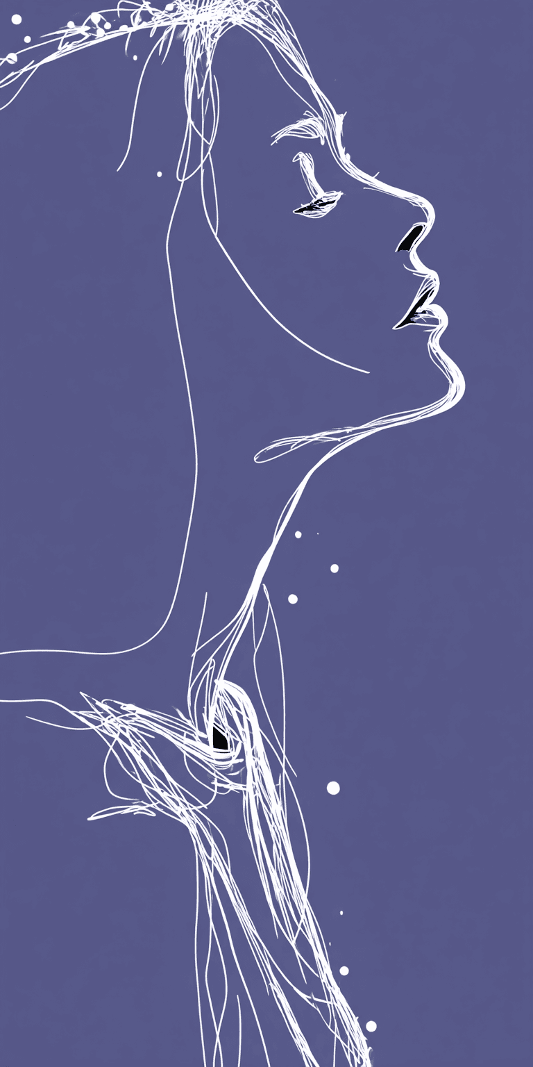 AI generated: minimalist, very basic, simplified continuous line drawing of a woman, in the style of pen drawing b...