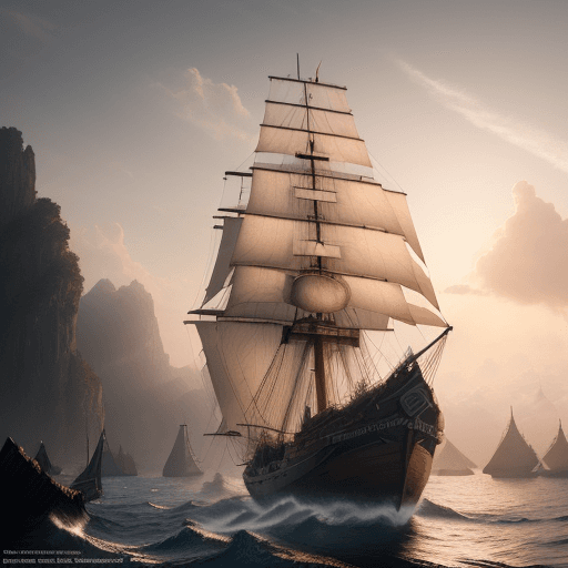 AI generated: Photo of a ultra realistic sailing ship, dramatic light, pale sunrise, cinematic lighting, battered,...