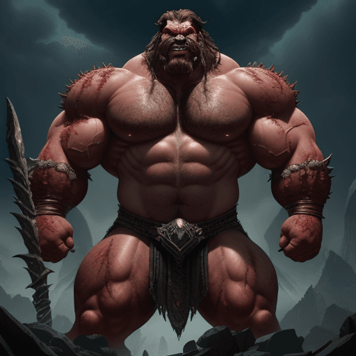AI generated: Gorthor stands as a towering figure, reaching well over seven feet in height. His massive frame is a...