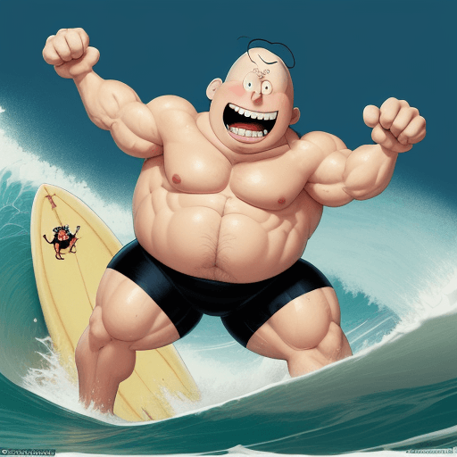 AI generated: A humorous, exaggerated caricature of Charlie Brown with oversized, intense eyes and a huge, toothy ...