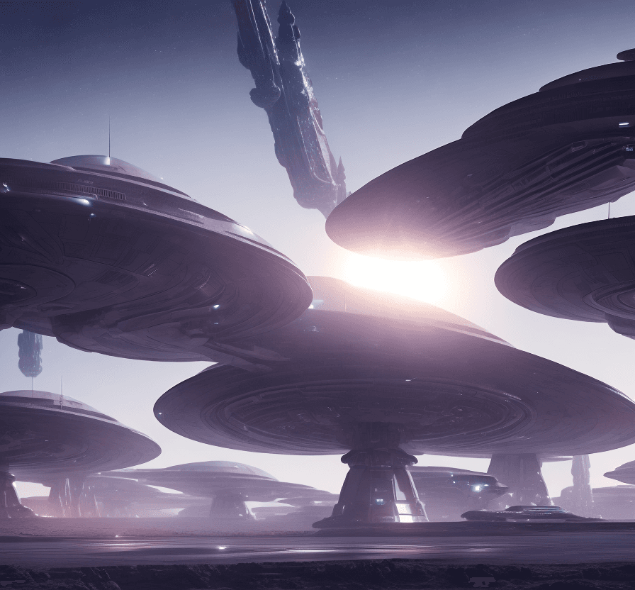AI generated: a big spaceship is landing on a desert icy planet.. Futuristic city airport,  8k, intricate detail, ...