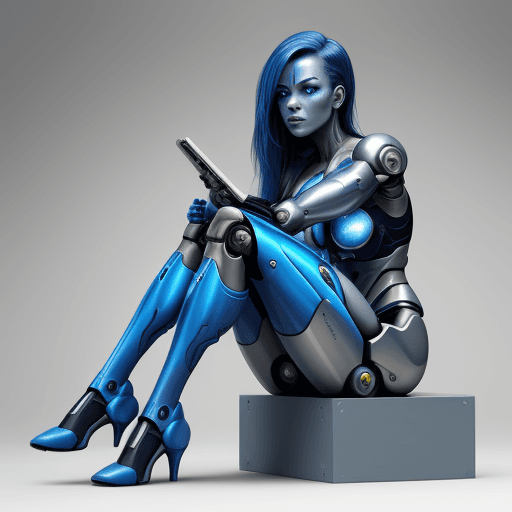 AI generated: cyborg, legs, blue cyborg, hardsurface