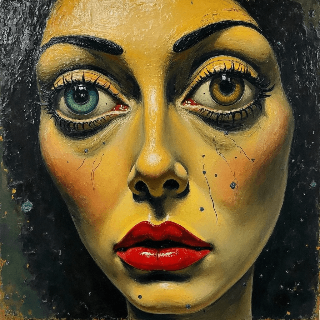 AI generated: Portrait of a prostitute, no nsfw, close up. Salvador Dali, late life. Abstract. 