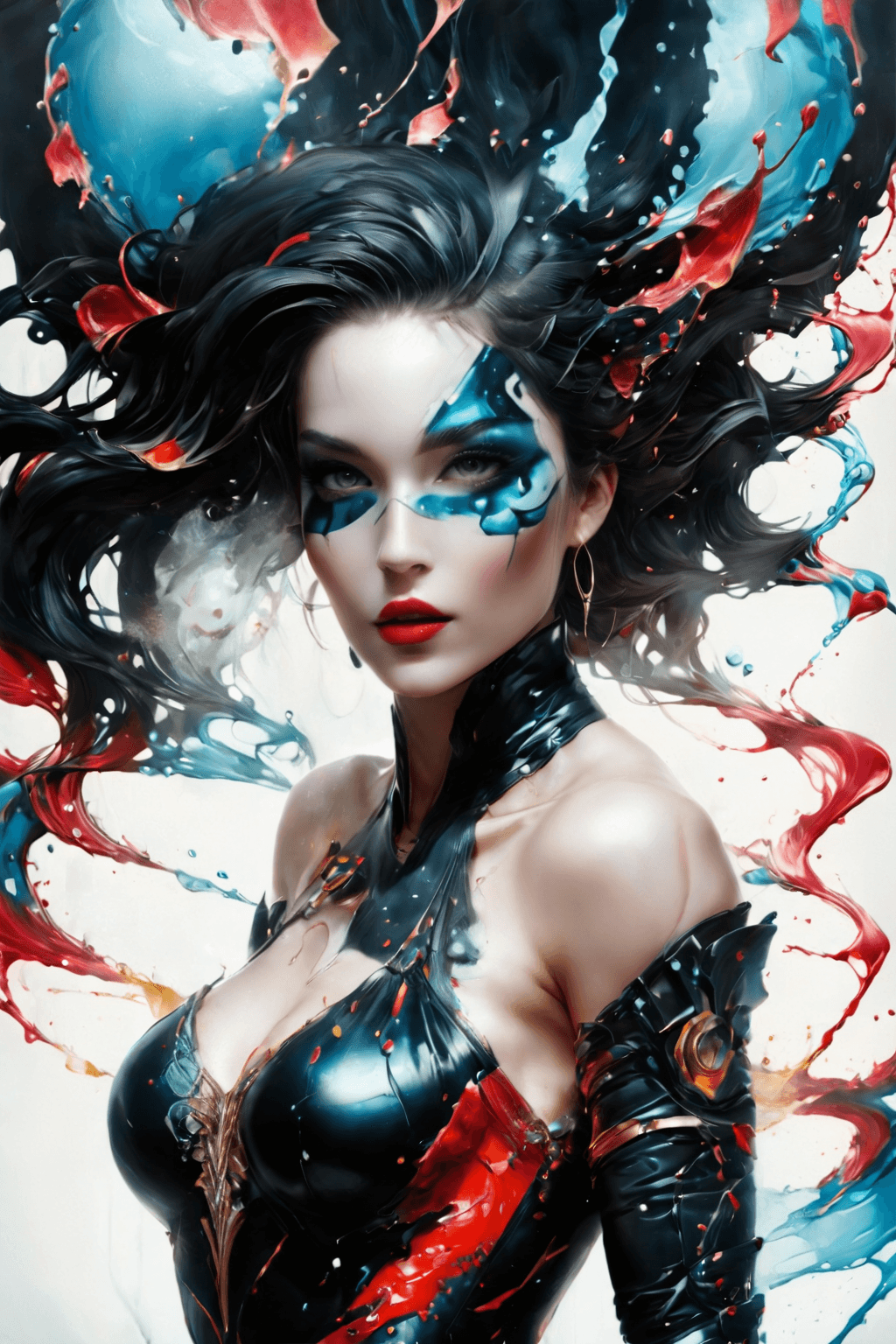 AI generated: A captivating minimalist vector art creation, mythsxl, portraying an abstract female figure rendered...
