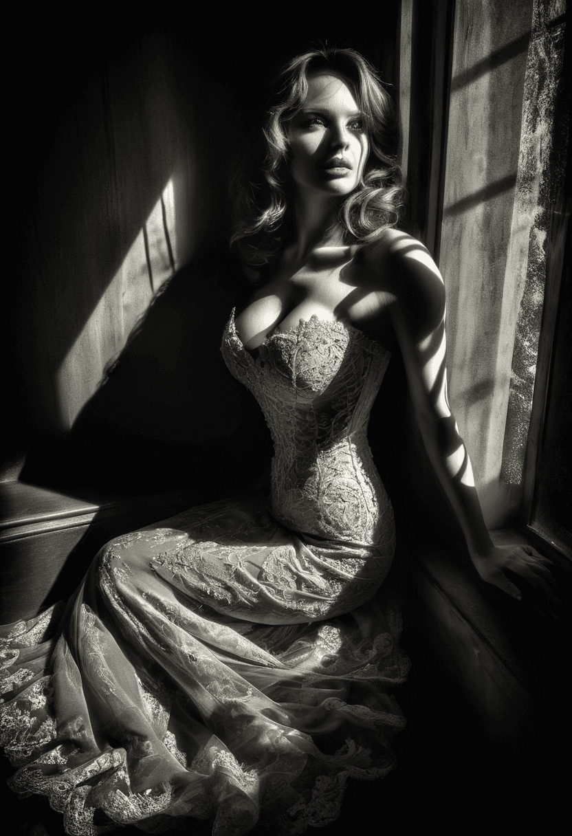 AI generated: sexy woman, deep shadows, HDR, 32k, extremely intricate details