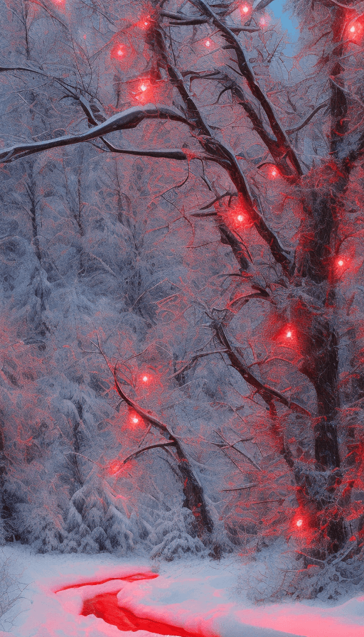 AI generated: winter landscape, red color, Bokeh, insanely detailed and intricate, hypermaximalist, elegant, ornat...