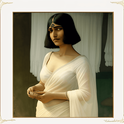 AI generated: woman in white saree is a great vintage shot, in the style of katia chausheva, raphael kirchner, pho...
