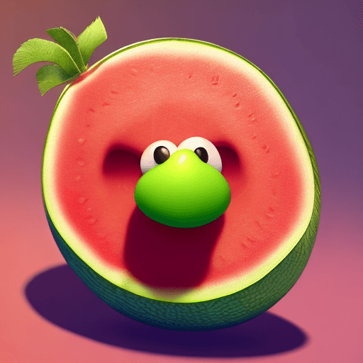 AI generated: A happy cartoon melon fruit, Pixar Style, perfect composition, 8k artistic photography, photorealist...
