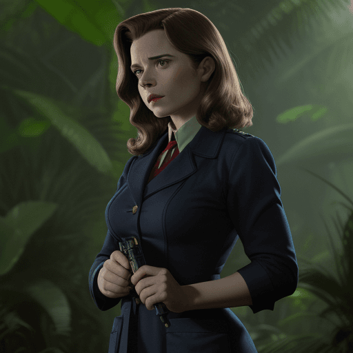 AI generated: Marvel Cinematic Universe British MI6 agent Peggy Carter Margaret Peggy Carter Nurse In The Jungle