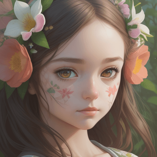 AI generated: picture of a girl dressed in flowers, in the style of artgerm, loose linework, lush and detailed, de...